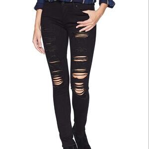 Levi's 711 Skinny Jean Distressed Ripped 5 Pocket Mystery Black 25"x30"